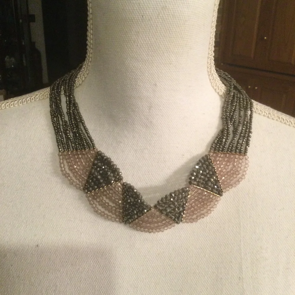 Sparkly Crystal And Glass Bead Bib Collar Necklace